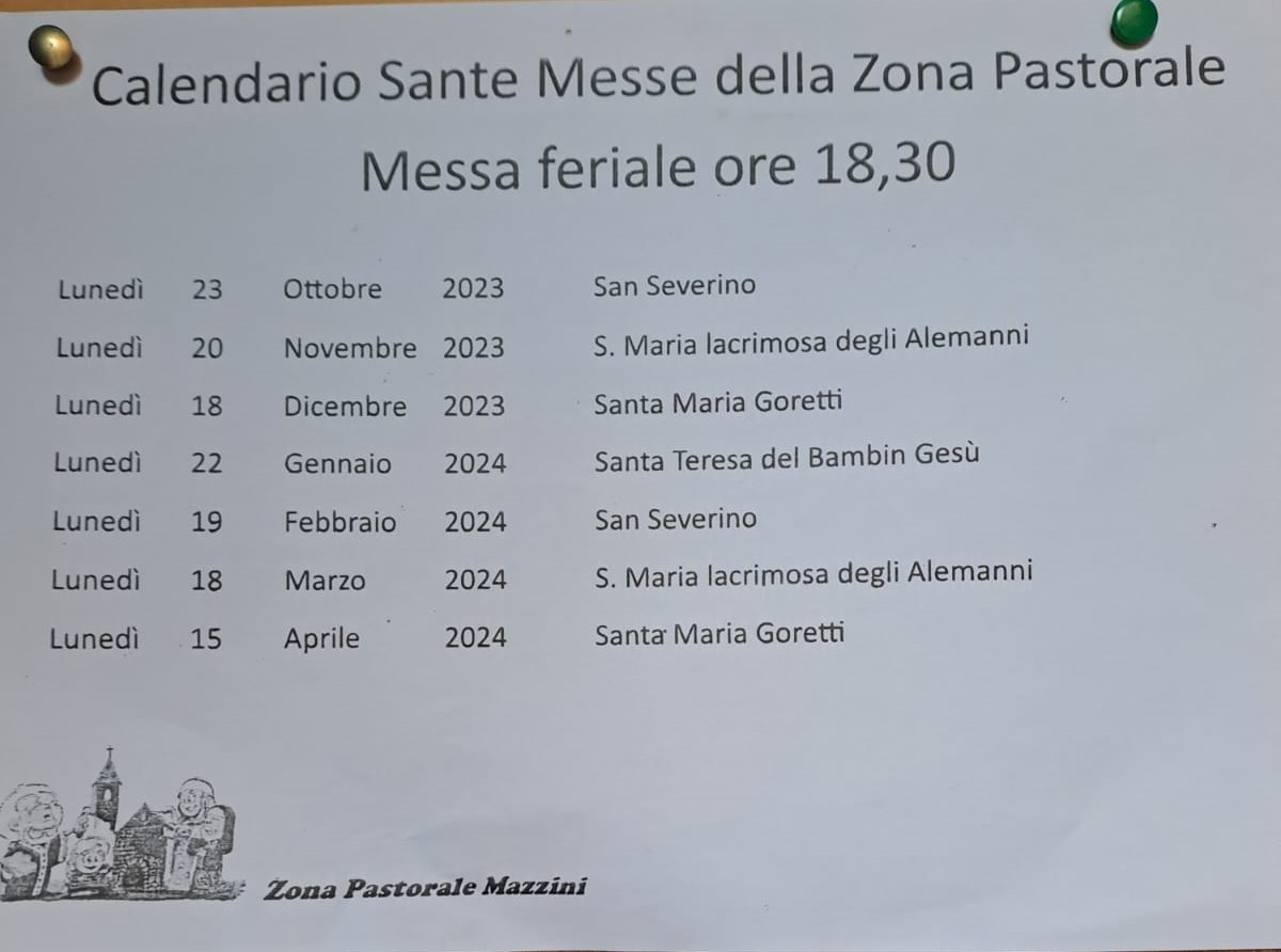 Calendario Mess zona pastorale